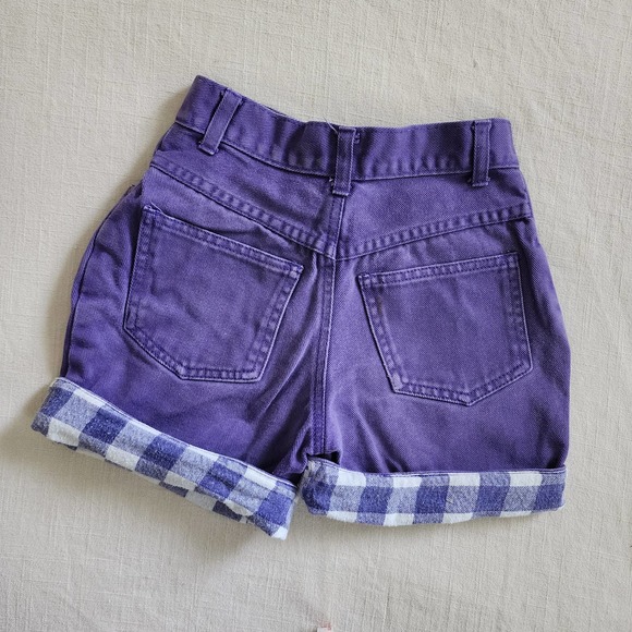 Vintage Purple & Gingham Jean Shorts kids 7 - Picture 2 of 9